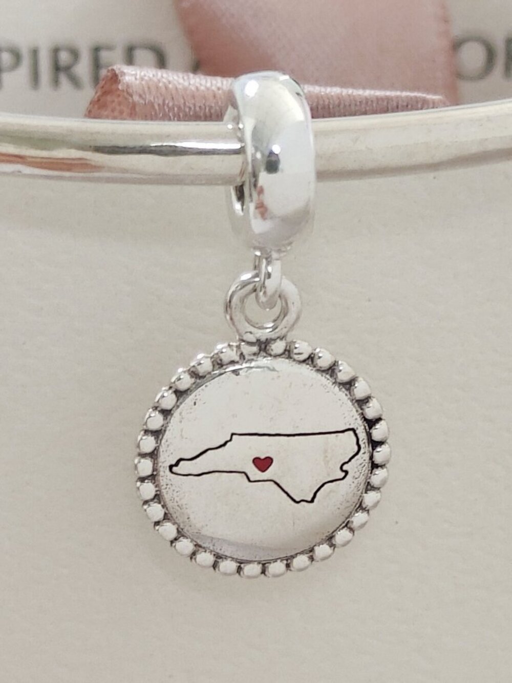 Pandora North Carolina Map Exclusive Travel Dangle Charm S925 Silver with box